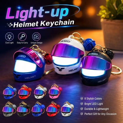 Light-Up Helmet Keychain – Mini Night Light Bag Charm for Riders