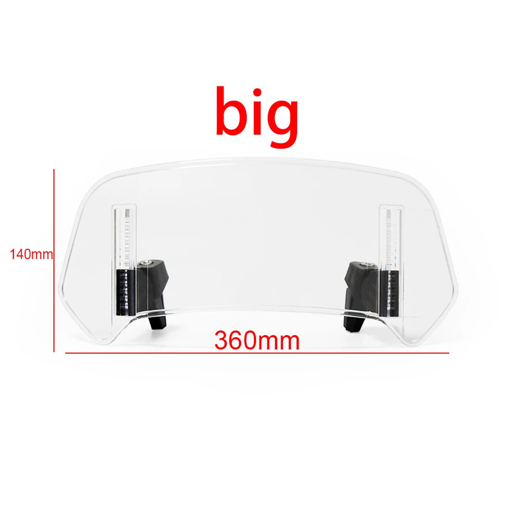 Extensión universal de parabrisas para motocicleta – Deflector ajustable de montaje con abrazadera