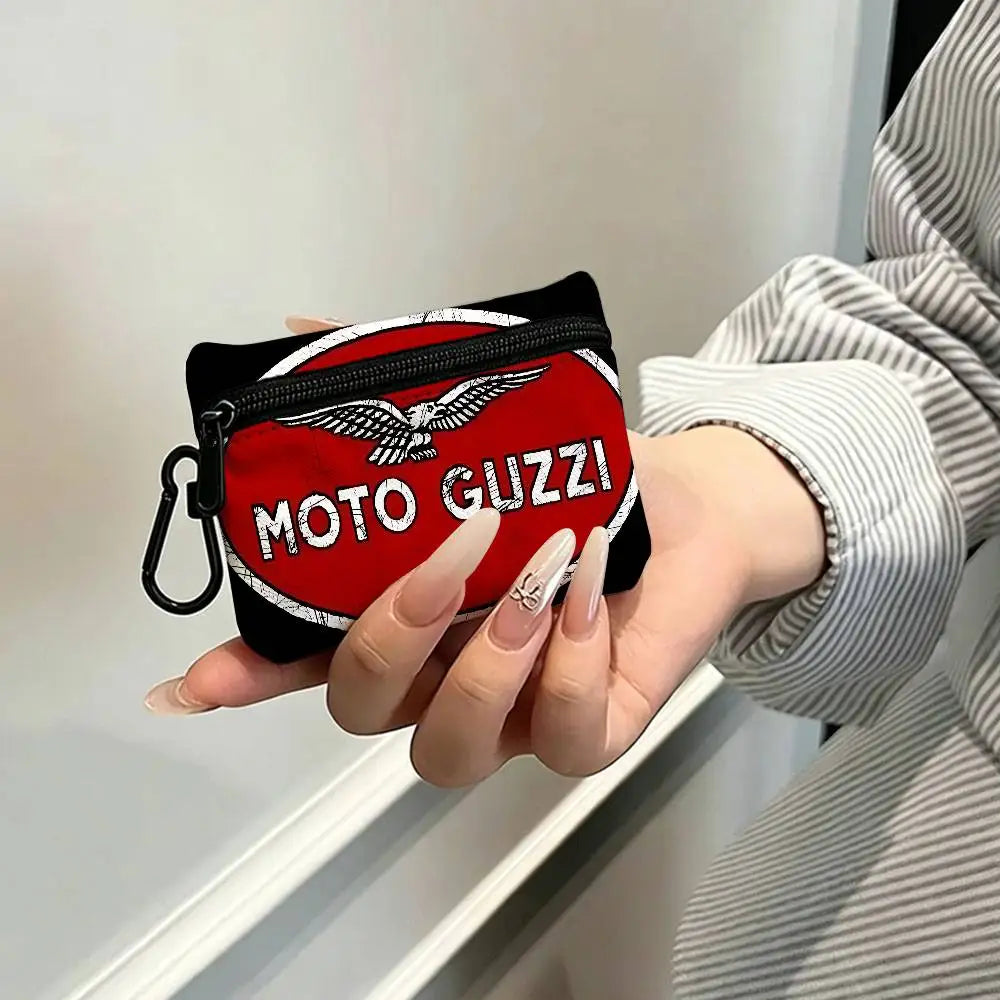 Motorcycle Logo Oxford Mini Coin Purse – Zipper Hanging Storage Pouch