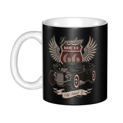 Route 66 Biker Mug – Vintage Motorcycle Ceramic Coffee Cup