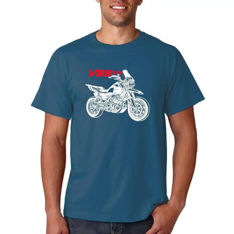 Men's Cotton Motorcycle T-Shirt — Graphic Biker Tee