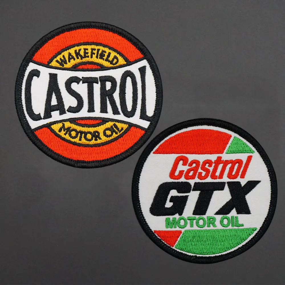 Motor Oil Embroidered Patch — Sew-On or Hook Backing