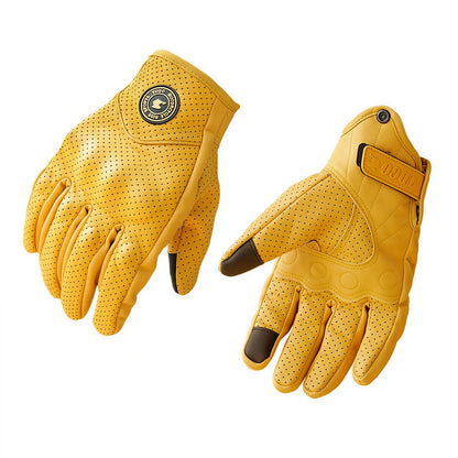 Perforated PU Leather Motorcycle Racing Gloves – Summer Breathable Riding Gloves