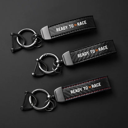 Ready to Race Carbon Fiber Keychain – Motorcycle Accessory | Red & Black