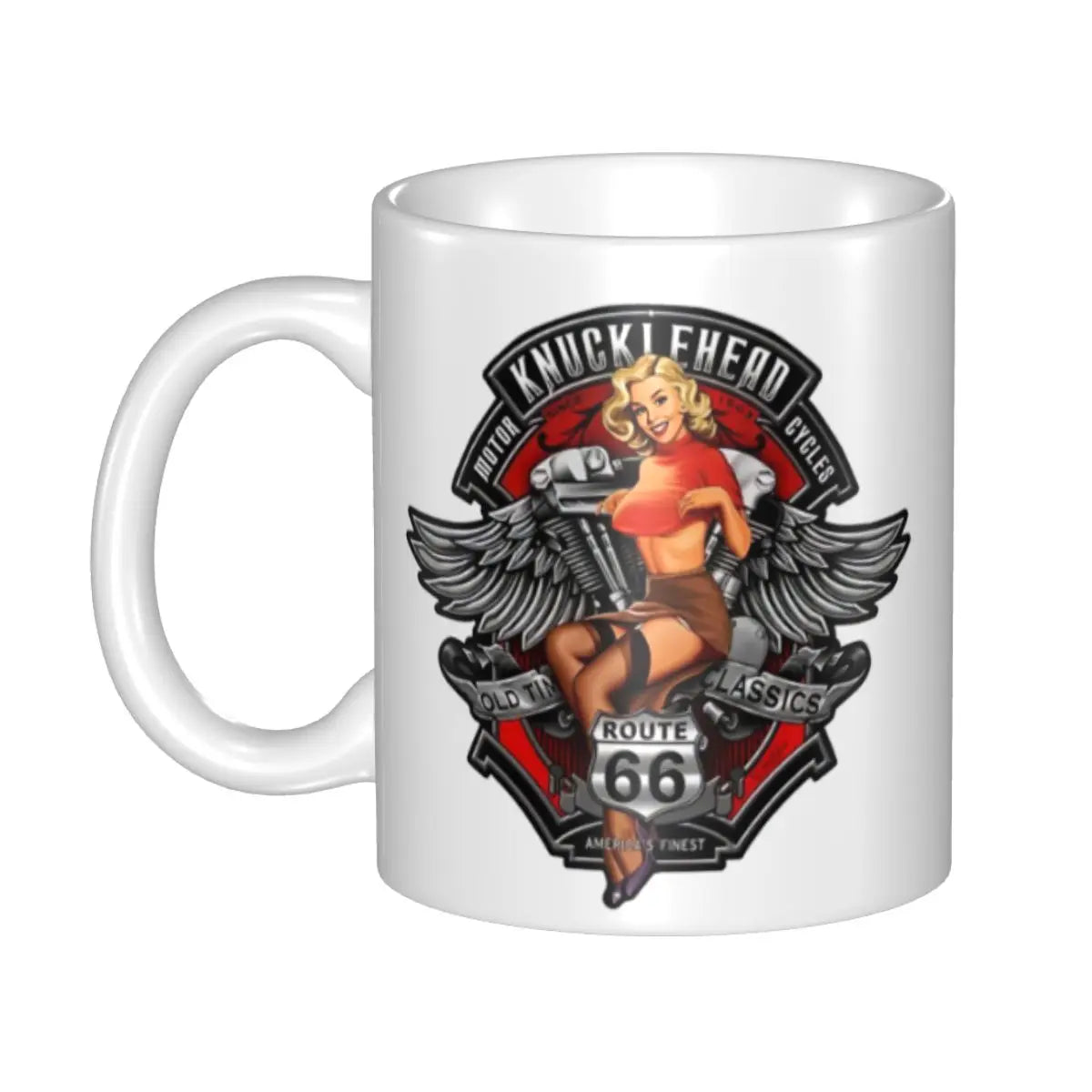 Route 66 Biker Mug – Vintage Motorcycle Ceramic Coffee Cup