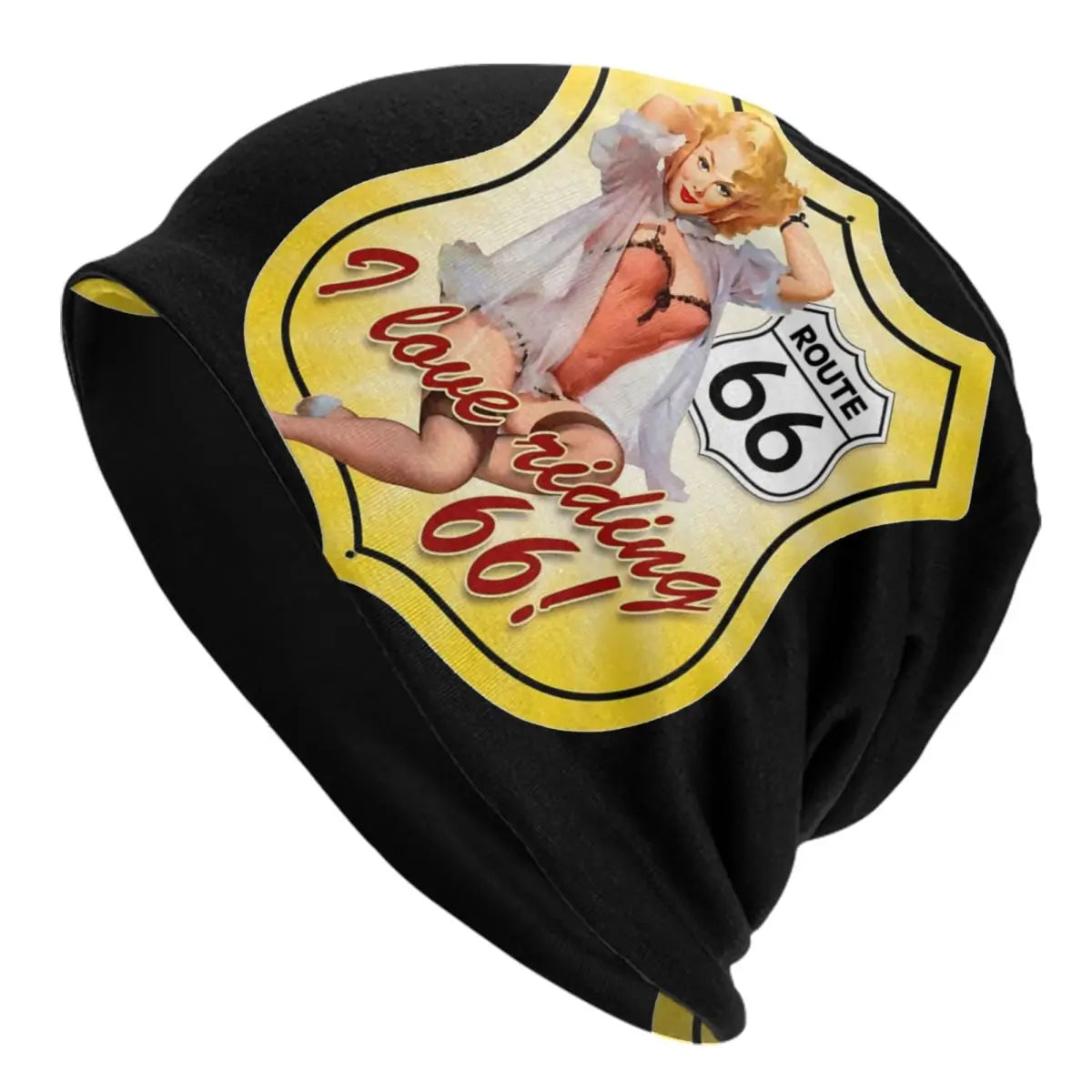 Route 66 Motorcycle Beanie Hat – Knitted Skull Cap for Riders