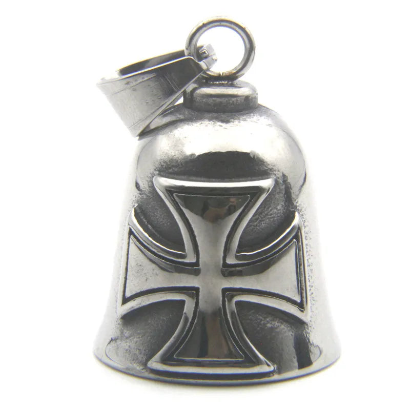Motorcycle Guardian Bell Pendant – 316L Stainless Steel Biker Charm