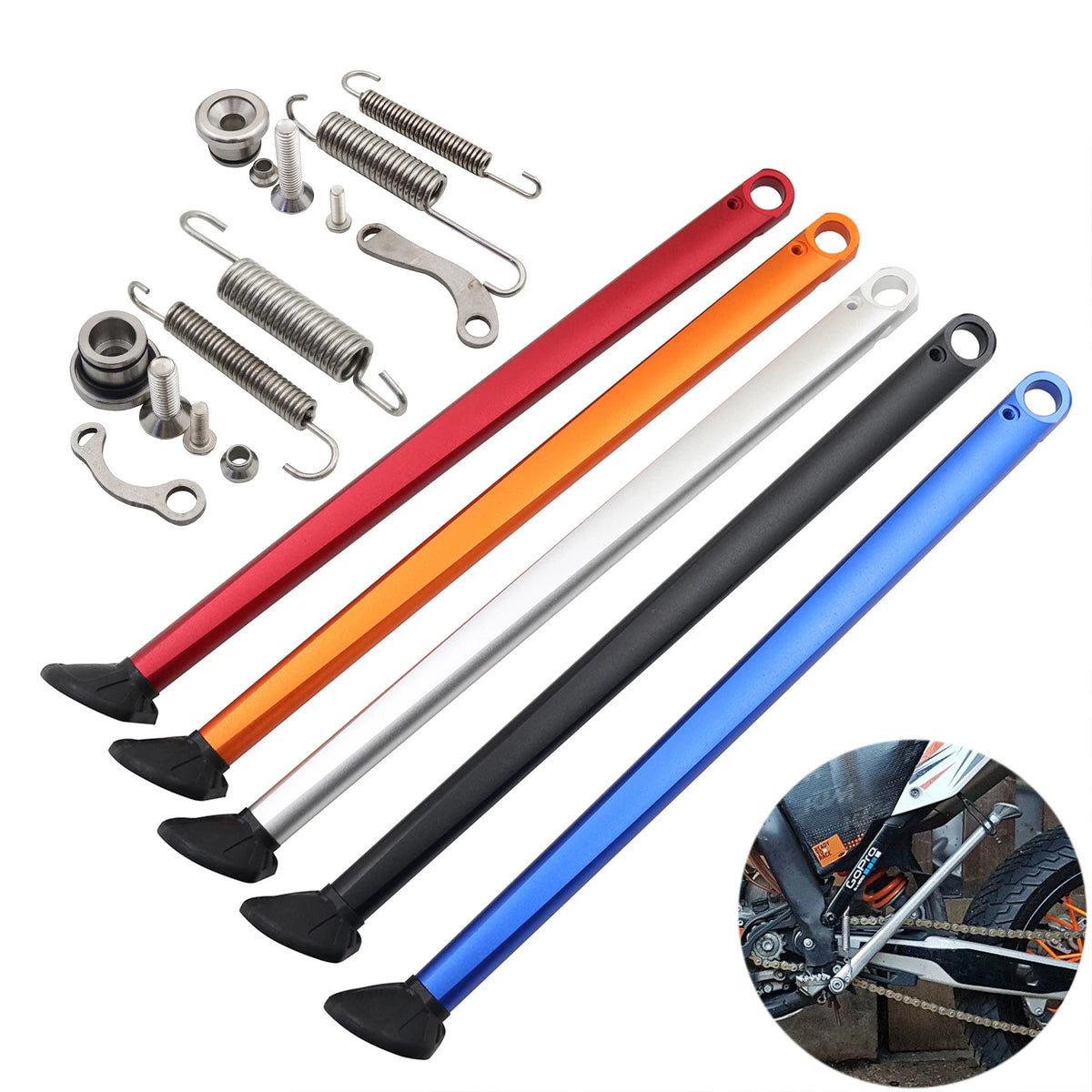 CNC Aluminum Motorcycle Parking Side Stand Kickstand with Spring Kit