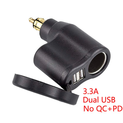 Motorcycle DIN Hella Plug USB-C Charger Adapter – 45W PD + 18W QC 3.0