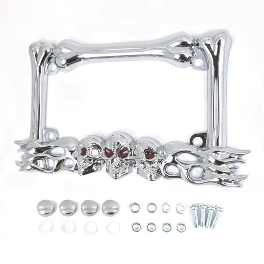 Skull License Plate Frame – Motorcycle & Scooter