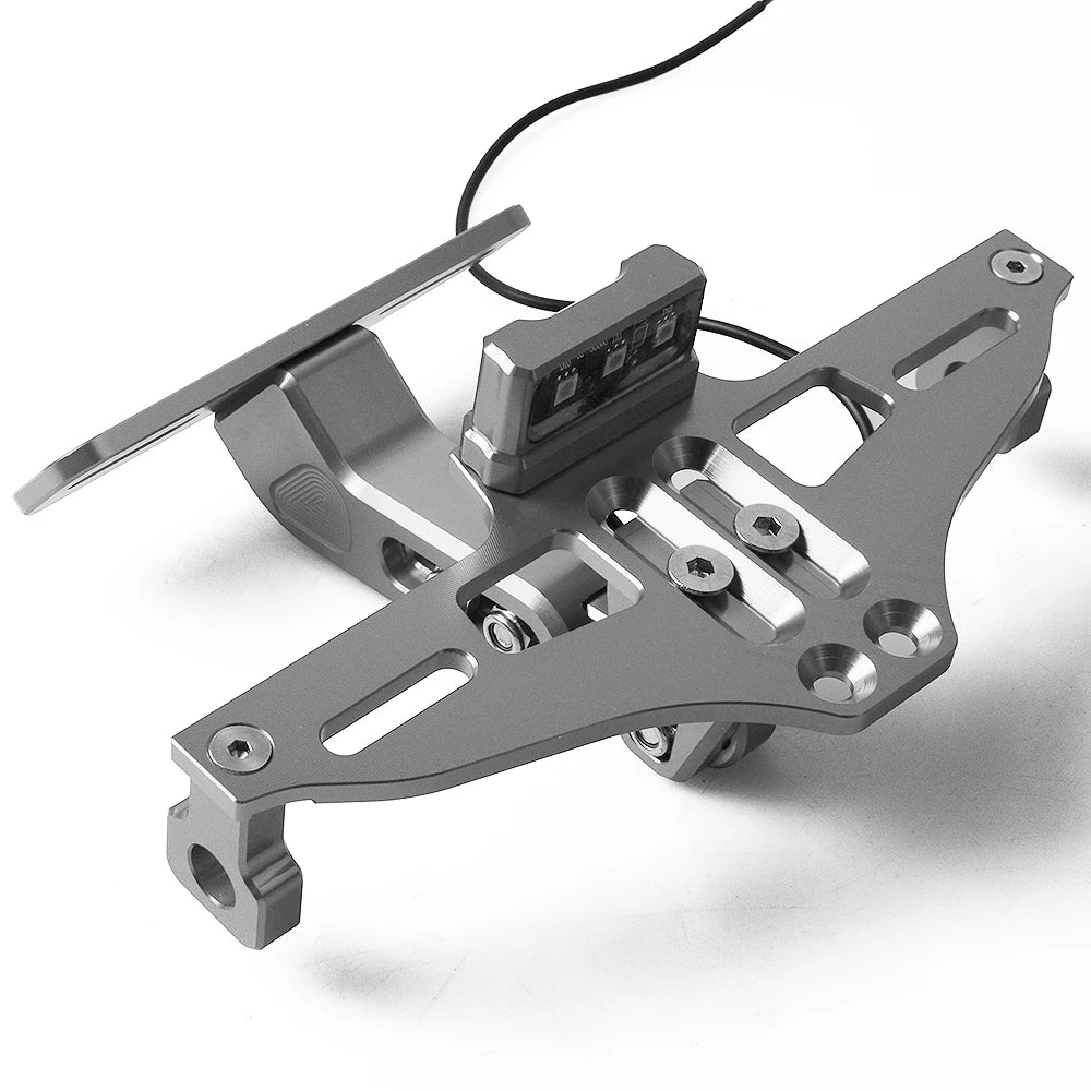 CNC Aluminum Motorcycle License Plate Frame with LED Light – Universal Fit