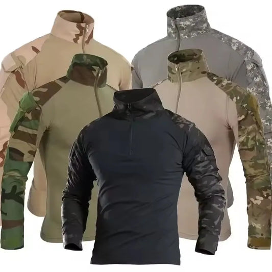 Men's Tactical Long Sleeve Hiking Shirt – Breathable Outdoor Camouflage Top