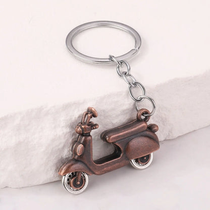 Mini Scooter Keychain – Vintage 3D Metal Moped Key Ring