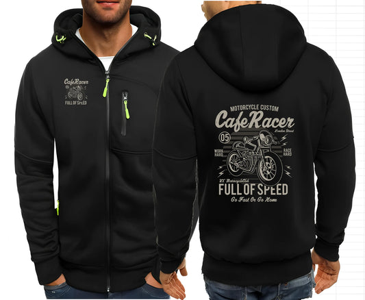 Cafe Racer Full of Speed Vintage Motorcycle Zip Hoodie