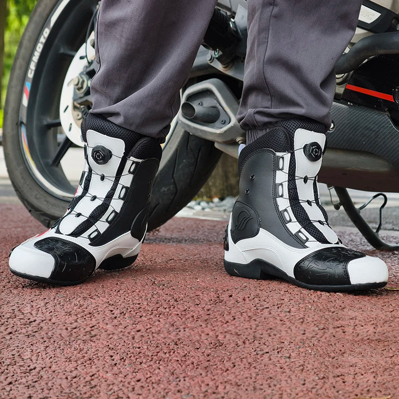 Professional Leather Motorcycle Boots — Rubber Sole, Unisex