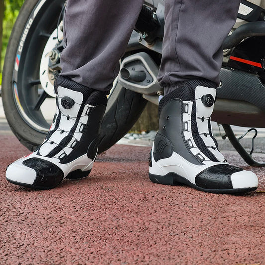 Professional Leather Motorcycle Boots — Rubber Sole, Unisex