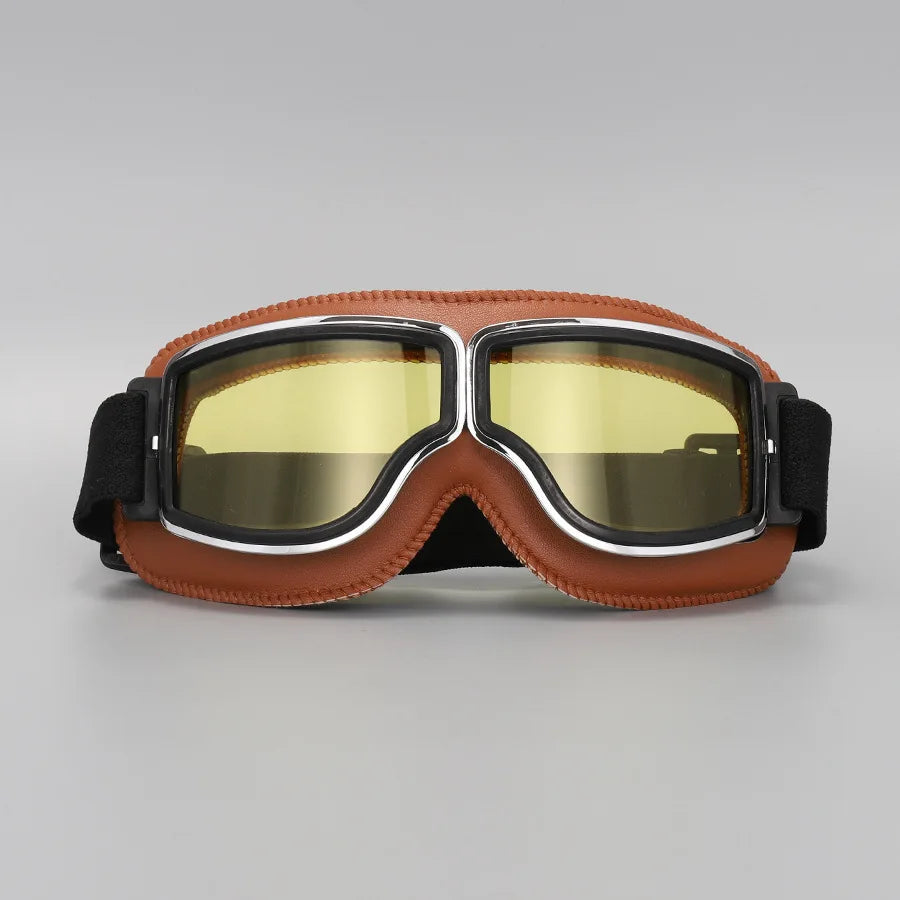 Retro Leather Motorcycle Goggles – Vintage Windproof Riding Glasses