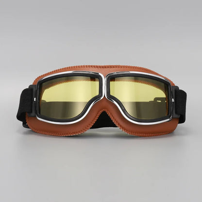 Retro Leather Motorcycle Goggles – Vintage Windproof Riding Glasses