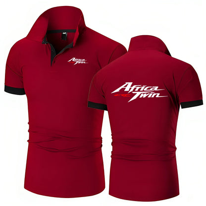 Men's Motorcycle Graphic Short Sleeve Polo Shirt