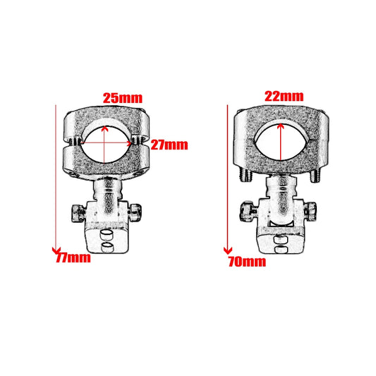 CNC Aluminum Motorcycle Spotlight Clamp Bracket – 22–25mm Tube Mount, Adjustable Pivot