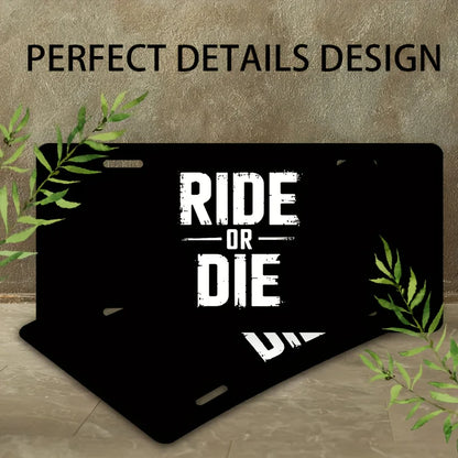 "Ride or Die" Biker Aluminum Decorative License Plate – Garage Wall Art