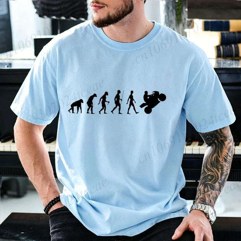 Motocross Graphic T-Shirt – Human Evolution Dirt Bike Rider, 11 Designs