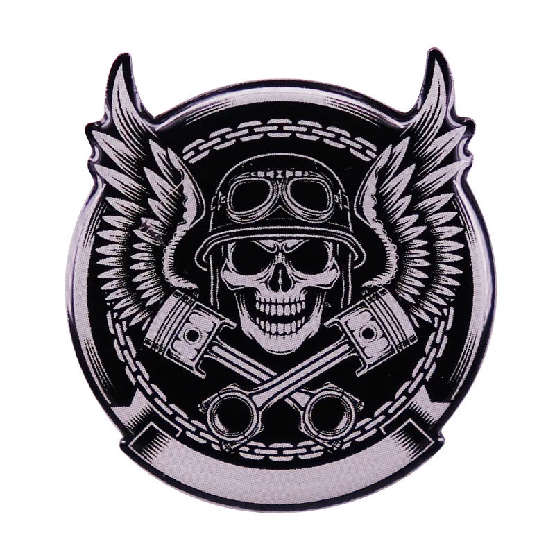 Vintage Motorcycle Club Brooch Pin — Heavy Metal Badge