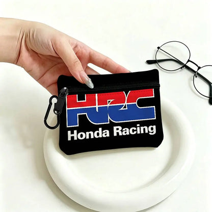 Motorcycle Logo Mini Oxford Coin Purse with Carabiner Hook – Zipper Pouch Key Card Wallet