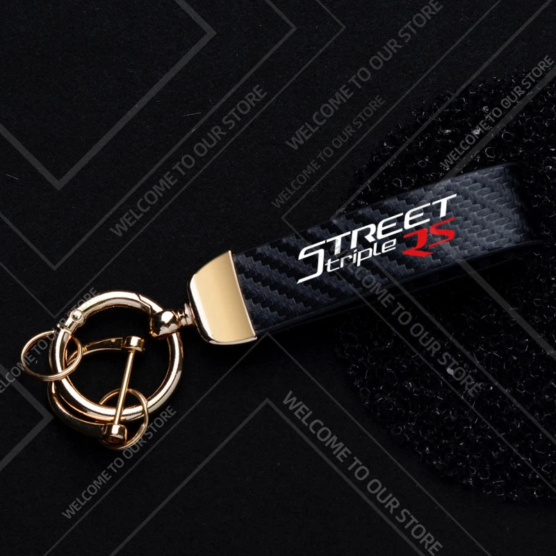 Motorcycle Logo Keychain – Zinc Alloy & PU Leather Rider Key Ring