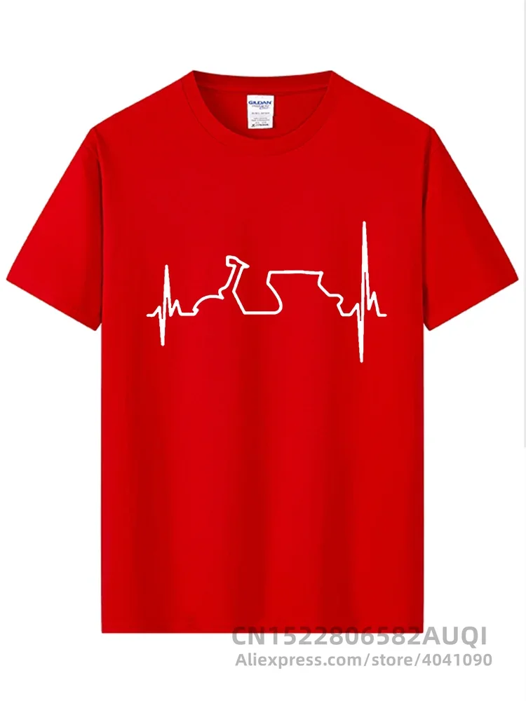 Women's Funny Motorcycle Heartbeat Graphic T-Shirt XS–XXXL
