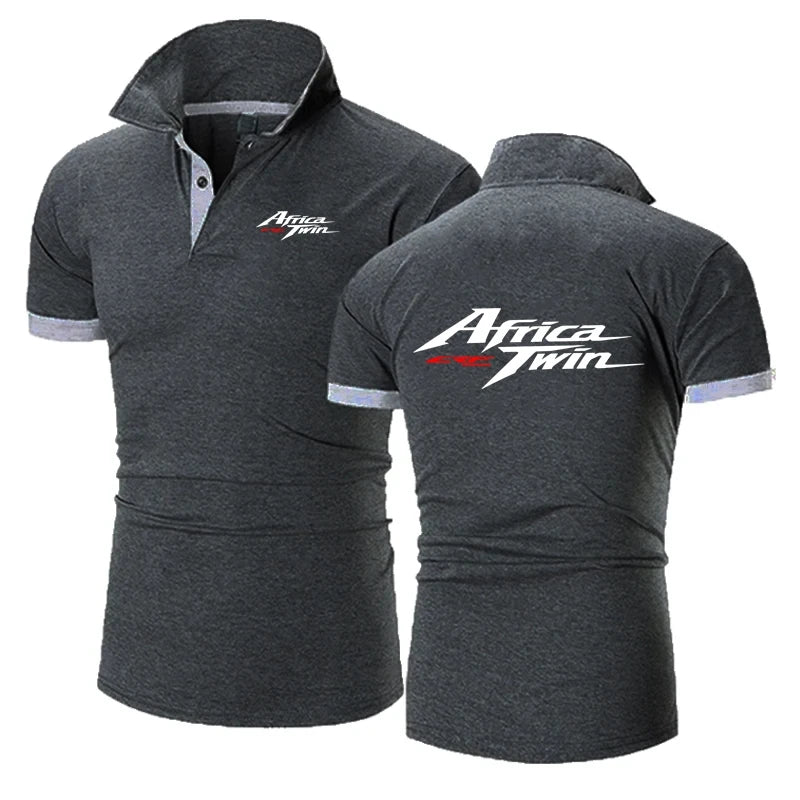 Men's Motorcycle Graphic Short Sleeve Polo Shirt