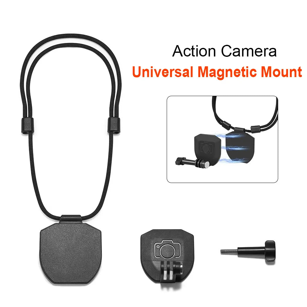 Chest Magnetic Mount for Action Camera – Quick Release Neck Strap Holder