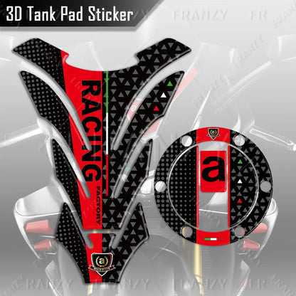 3D Motorcycle Fuel Tank Pad + Gas Cap Cover Set – Racing