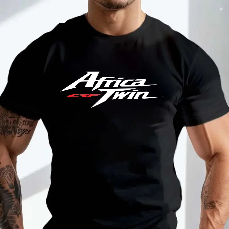 Men's Quick-Dry Motorcycle Print T-Shirt – Black & White