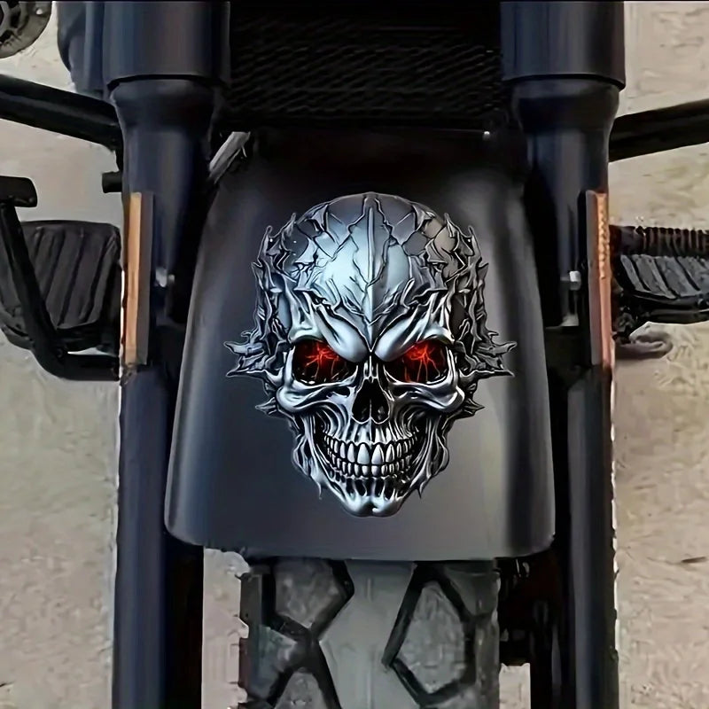 3D Metal Skull Stickers for Motorcycles – Waterproof PVC Decal