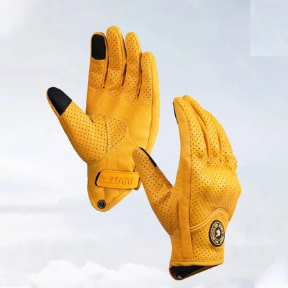 Perforated PU Leather Motorcycle Racing Gloves – Summer Breathable Riding Gloves