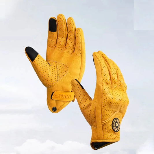 Perforated PU Leather Motorcycle Racing Gloves – Summer Breathable Riding Gloves