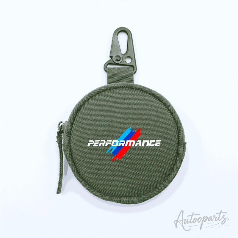 Performance Tactical Round Coin Pouch – Nylon Key Bag with Carabiner Clip