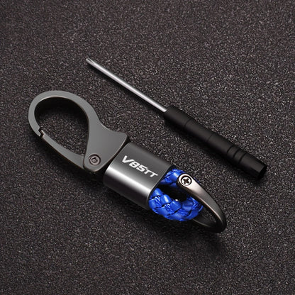 Motorcycle Leather Hand-Woven Keychain – Aluminum Alloy Key Ring