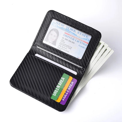 Carbon Fiber Motorcycle Card Wallet – Slim PU Leather Purse