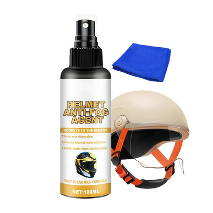 Helmet Anti-Fog Spray with Towel – Long-Lasting Visor Defogger 100ml