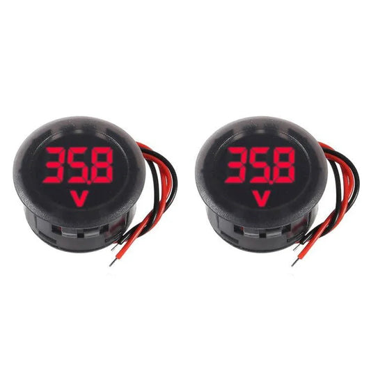 2-Pack Round LED Digital Voltmeter DC 4-100V – Panel Voltage Gauge