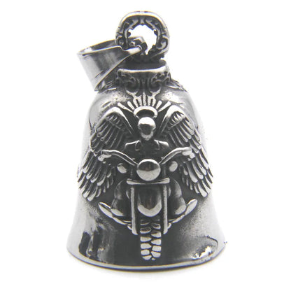 Motorcycle Guardian Bell Pendant – 316L Stainless Steel Biker Charm