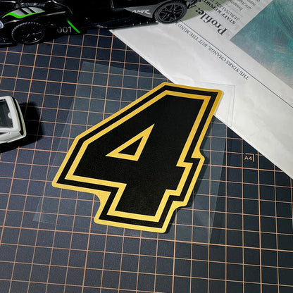 Gold Arabic Numeral Motorcycle Sticker – Vinyl Decal 10cm