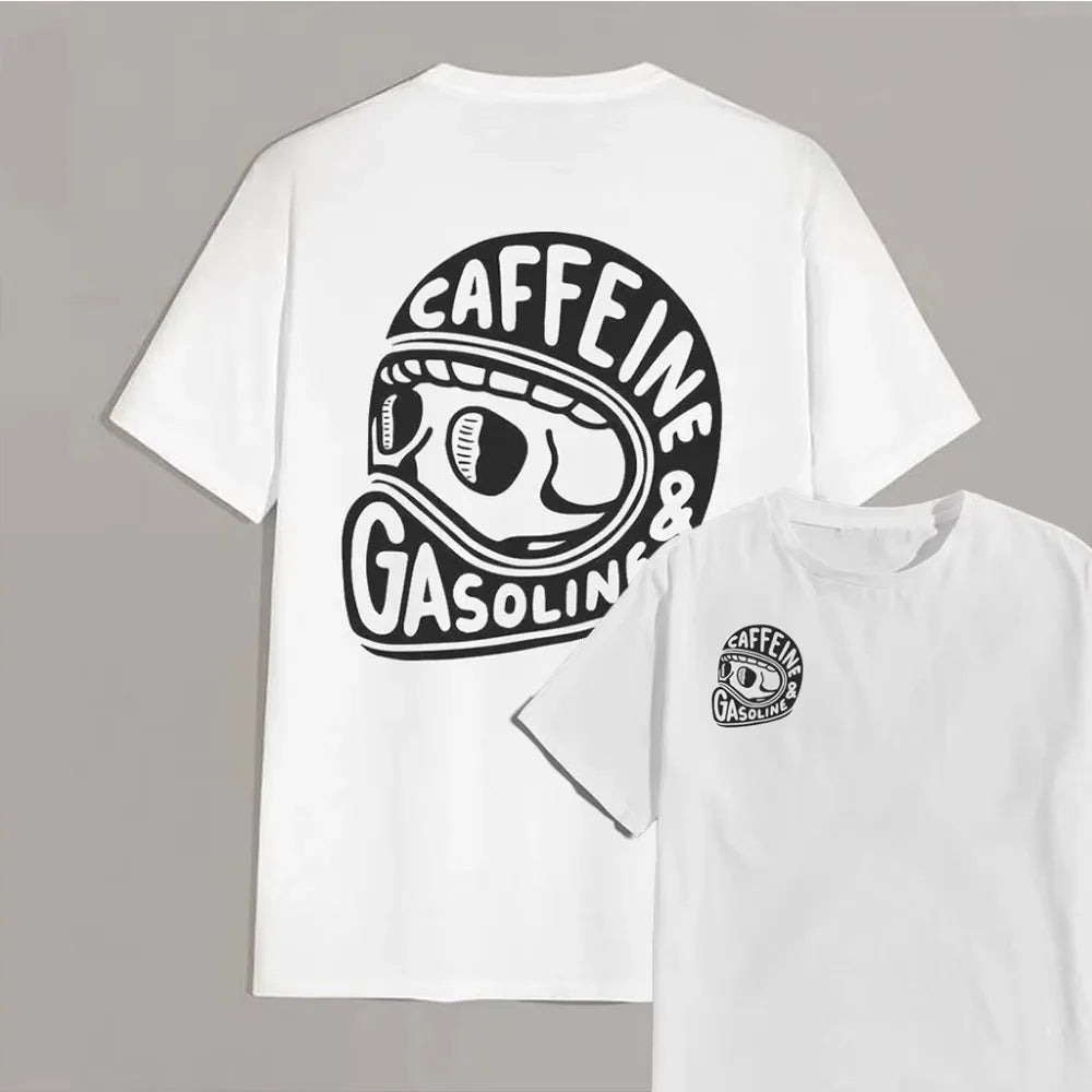 Caffeine & Gasoline Skull Helmet Graphic T-Shirt – Moto Culture Tee