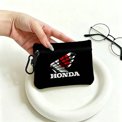 Motorcycle Logo Mini Oxford Coin Purse with Carabiner Hook – Zipper Pouch Key Card Wallet