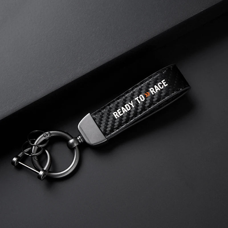 Ready to Race Carbon Fiber Keychain – Motorcycle Accessory | Red & Black