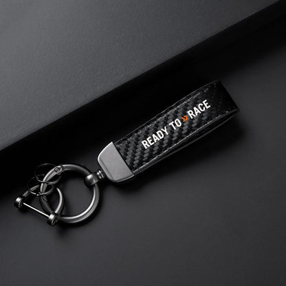 Ready to Race Carbon Fiber Keychain – Motorcycle Accessory | Red & Black