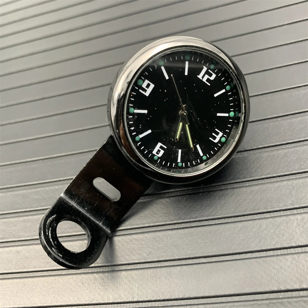 Motorcycle Handlebar Clock — Waterproof Luminous Mirror Base Mount