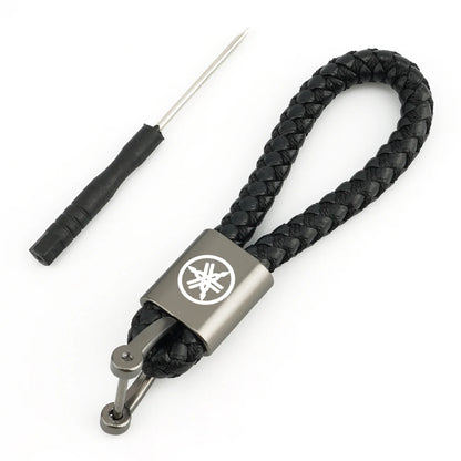 Motorcycle Braided Rope Keychain – Metal Keyring for Riders